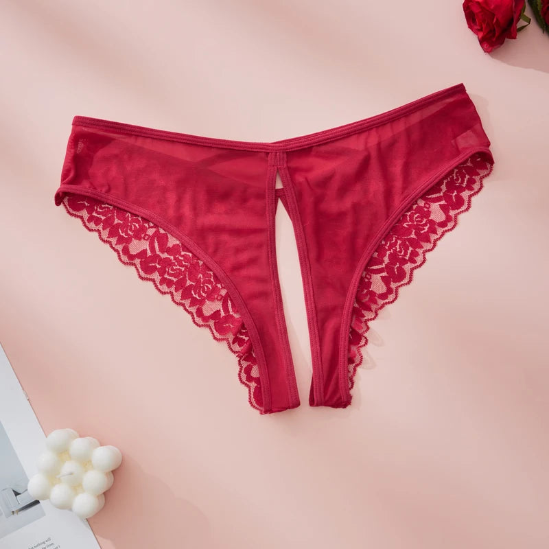 1PC Sexy Women's Thongs Tie-Side Open-Crotch Design Customizable Women's Underwear Comfortable Lace Panties