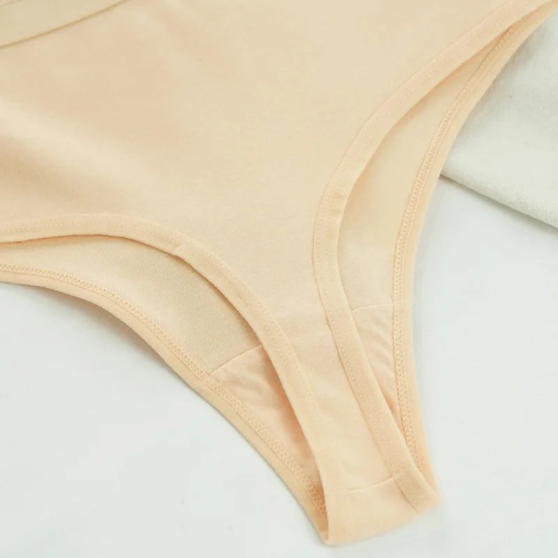 6 Pack Women's High Waisted Thong Cotton Underwear Ribbed Soft Breathable Panties Soft Stretch Intimates Sexy Lingerie S-XL
