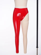 Womens Patent Leather Single-leg Pants Clubwear Glossy High Waist Leggings Tights Trousers for Rave Nightclub Party Pole Dance