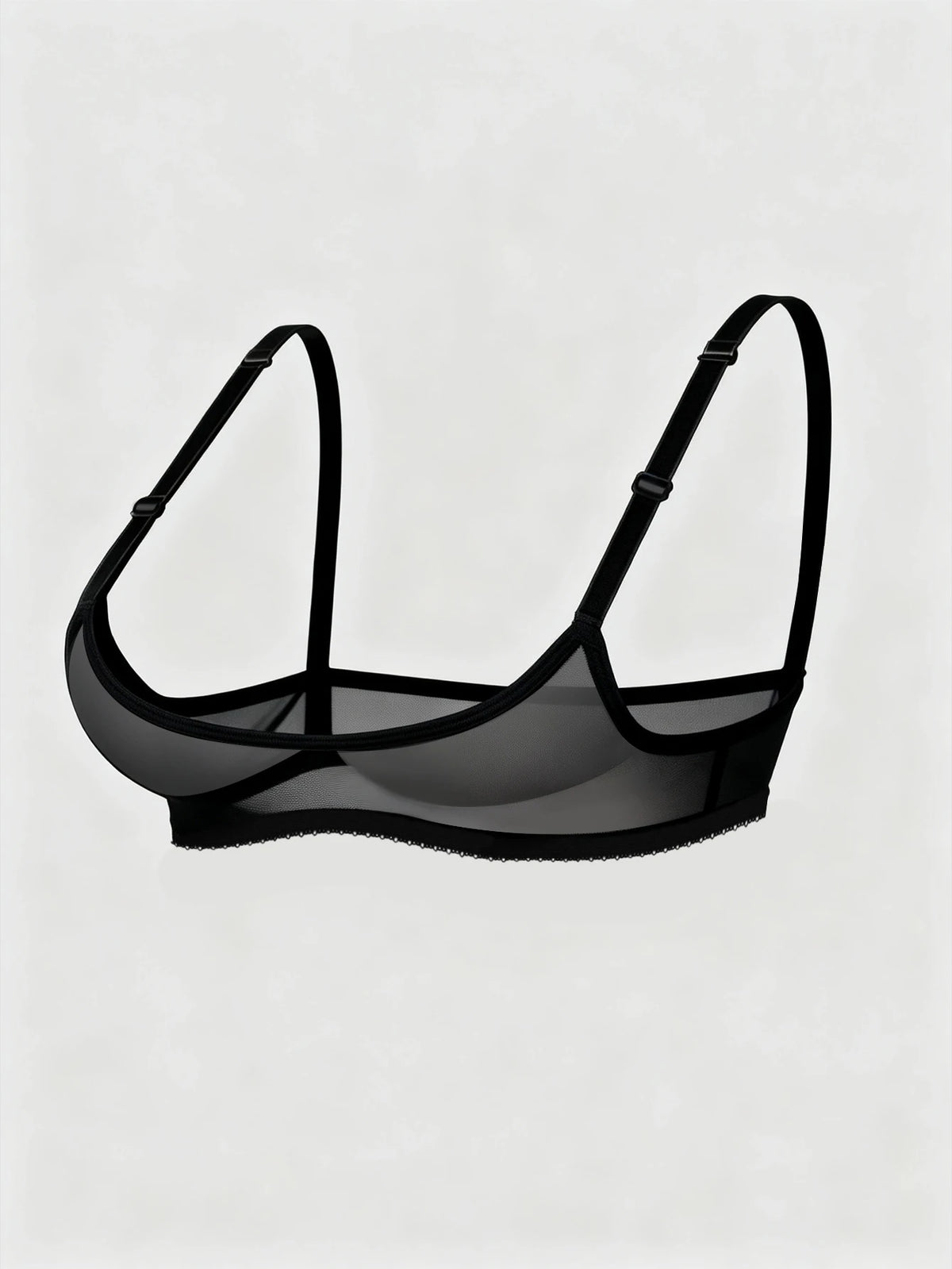 Ladies' sexy 1/4 Cup Mesh Bra, Sheer Wireless Breathable Balconette Bralette Top