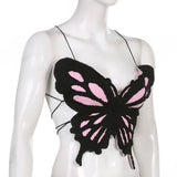 Hot Butterfly Jeans Crop Top Backless Strap Camis Sexy Lingerie Bow Bra Women Beach Mini Vest Butterfly Tank Tops Party Clubwear