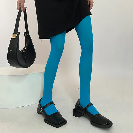 Sweet Girls Colorful Elastic Long Hosiery Stockings Women Candy Color Sexy Tights Spring Autumn Warm Velvet Seamless Pantyhose