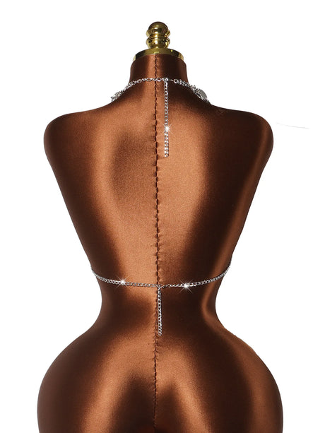 Women Sexy Backless Shine Diamond Body Chain Exotic Tanks Novelty Hollow Out Chest Chains Decor Bustier Tops Nightbar Clubwear