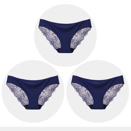 Women's Seamless Underwear Leopard Intimate Women Sexy Lace Black Floral Panties Seamless Panty 3pcs/set