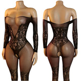Babydolls Sexy Adult Open Crotch Body Stockings Female Black Women Fishnet Lingerie Underwear Transparent Bodysuit Costumes