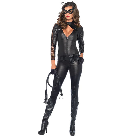 Black PU Cat Costume for Adult Halloween Carnival Party Catsuit DJ Bodysuit Women Ladies Gifts Stage & Dance Wear Cat Girl Suits