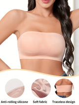 Hot Sale Seven Colors One Piece Women Seamless Strapless Bra Wireless Non-pad Bra Anti-skidding Ice Silk Traceless Strapless Bra