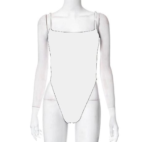 Sexy Vintage Hottie Fashion Bodysuit 2000s Streetwear Tops New Women Slim Short Patchwork Backless Pure Colour Hollow Jumpsuit