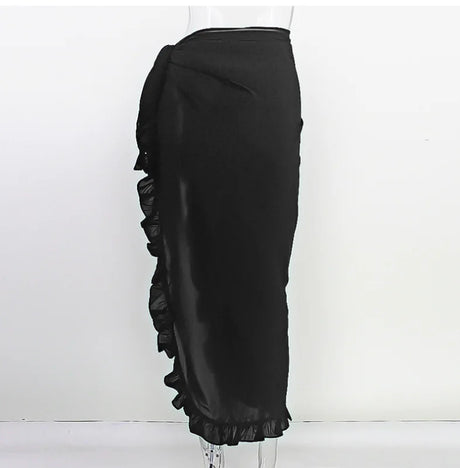 5 Colors Ruffle Sarong for Women 2024 Summer Solid Bikini Long Skirt Beach Dress Swimming Sun Protection Swim Cover Ups Monokini