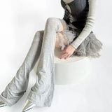 Leg Stockings Black White Gothic Lolita Over Knee High Sock Lolita Over Knee Leg Warmer Over The Knee Horn Shaped Cuffs