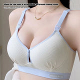 Double Buckle Nursing Bra Anti-sagging Breathable Pregnancy Bralette Pure Cotton Comfortable Nursing Bralette for Breastfeeding
