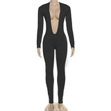 STYLISH LADY Cut Out Jumpsuits 2025 Autumn Women Long Sleeve V Neck Backless Bodycon Sexy Club Party Rompers Jumpsuits
