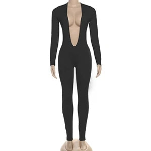 STYLISH LADY Cut Out Jumpsuits 2025 Autumn Women Long Sleeve V Neck Backless Bodycon Sexy Club Party Rompers Jumpsuits