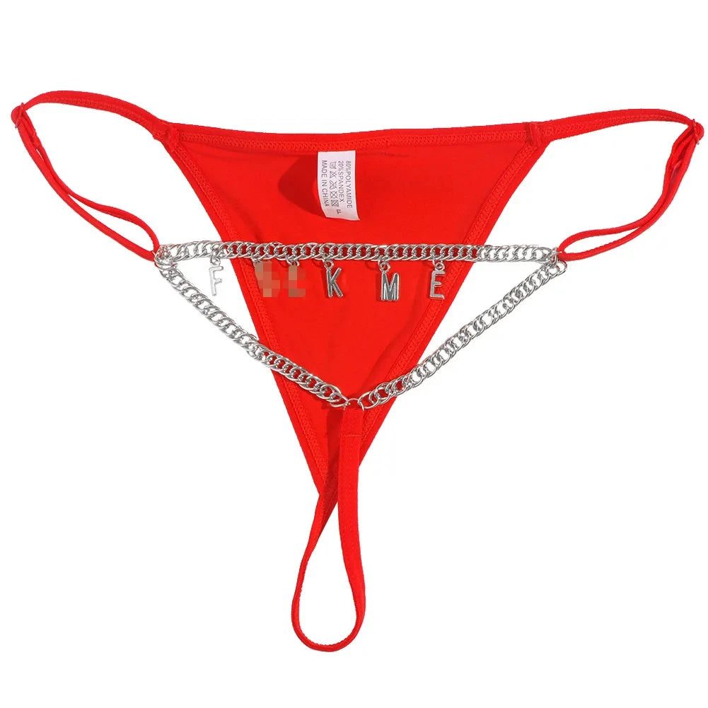 Sexy Custom Chain Thong With Name Letters String Hotwife Gifts Customized Boyfriend's Name Lace Panties Name Personalized String