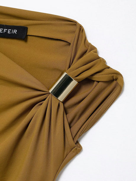 HH Vintage Women's Asymmetric Bustier Tops 2025 Female Sexy Skew Collar Off-shoulder Pleated Metal Decorate Shirt Streetwear