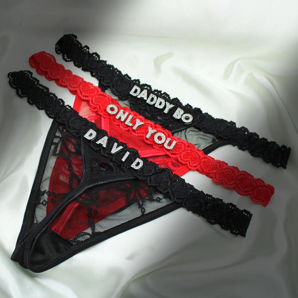 Custom Name Thong Panties Very Sexy Lace Underwear with Personalized Letters G-string Women Customized Gift for Hot Wife Lover