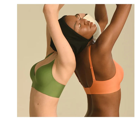 SUJIIN Sexy Wireless Bras for Women Plunge Seamless Invisible Padded Push Up Bra Comfortable Smoothing Female Bralette Bh MX074G