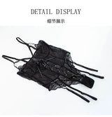 European and American Sexy See-through Dress Mesh Lace Garter Side One-Piece Underwear Women's Sexy Tight Jumpsuit Two-Piece Set