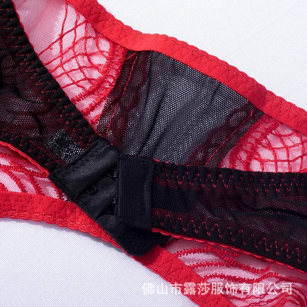 Tornova Erotic Lingerie Lace See-through Patchwork Hollow Body Shaping Gather Together Women Delicate Intimate Mesh Intimate Bra