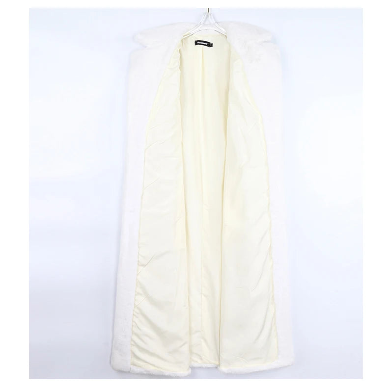 Mauroicardi Winter Long White Black Warm Thick Soft Flowy Fluffy Faux Fur Coat Women Sashes Loose Casual Furry Overcoat 2024