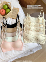 Plunge Neck Floral Demi Cup Bra Small Bust Wirefree Push Up Seamless Invisible Thin Cute Teen Girls Daily Wear Underwear