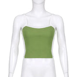 Sleeveless Knitted Crop Tops Green Sexy Basic Patchwork 2023 Summer Casual Cami Backless Y2k Vintage Tank Top Women