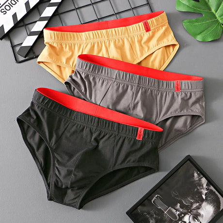 1/3 PCS Solid Cotton Briefs Men's Convex Pouch Panties Youth Fasion Low Rise Breathable Men's Comfortable Underwear Solid Color