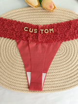Custom Thong Crystal Letter Name G-string Women Ice Silk Panties Skin Effect Panty Seamless Knickers Girlfriend Anniversary Gift
