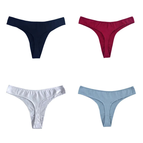 4Pcs/Set Cotton Thongs Women Low Rise Panties G-String Female Underpants Seamless Underwear Sexy Lingerie Intimates M-XL