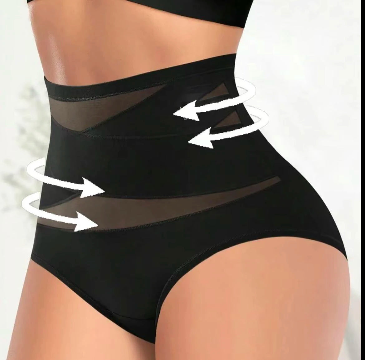 4pcs High Waisted Women's Panties Breathable Tummy Control Shapewear Mesh Cross Tummy Cinching Ice Silk No Trace Triangle Panties Tummy Tuck Shape