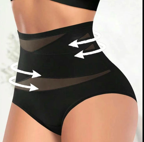 4pcs High Waisted Women's Panties Breathable Tummy Control Shapewear Mesh Cross Tummy Cinching Ice Silk No Trace Triangle Panties Tummy Tuck Shape