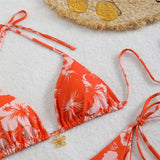 Blue Floral Print Swimwear Halter String Triangle Bikini Micro Mini Thong Sexy Swimsuit Women 2026 Bather Biquinis Bikinis Sets