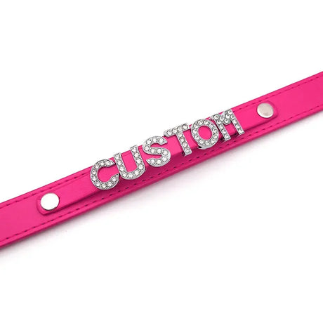 Sexy Hot Rosy Leather Customized Name Letters Collar Choker Necklace DIY Personalized Cosplay Buckle Belt Chocker Jewelry Gift