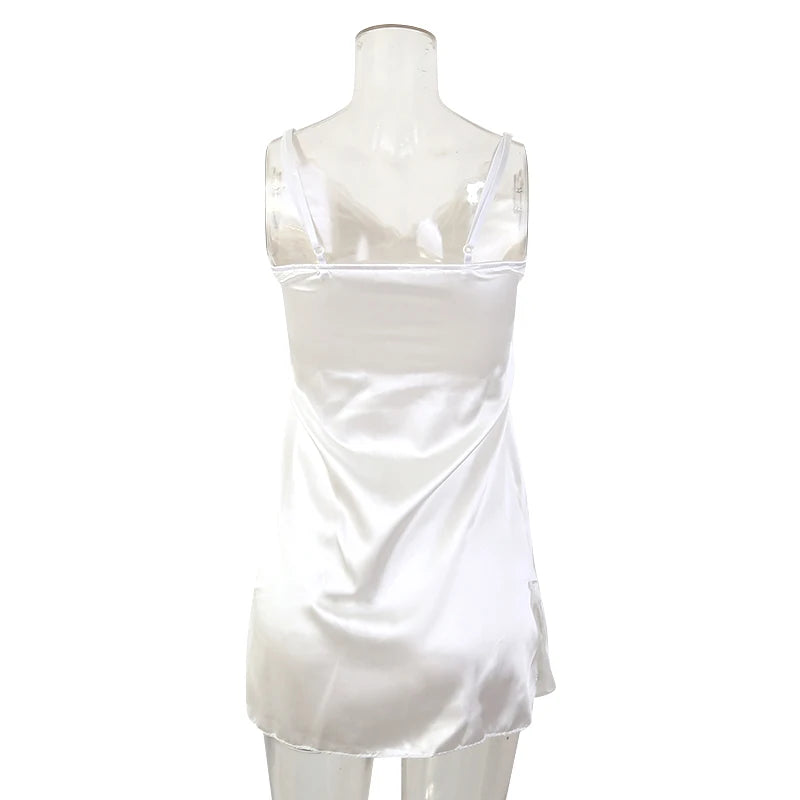 Women Sexy Lace V-neck Sleepwear Suspenders Nightdresses Female Sleeveless Nightwear Sleep Nightdress For Ladies