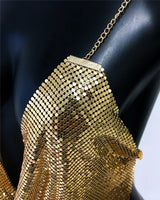 Fashion Metallic Sequins Party Tank Top Sexy Deep V Neck Backless Spaghetti Straps Sling Crop Top 2024 Rave Nightclub Camisole