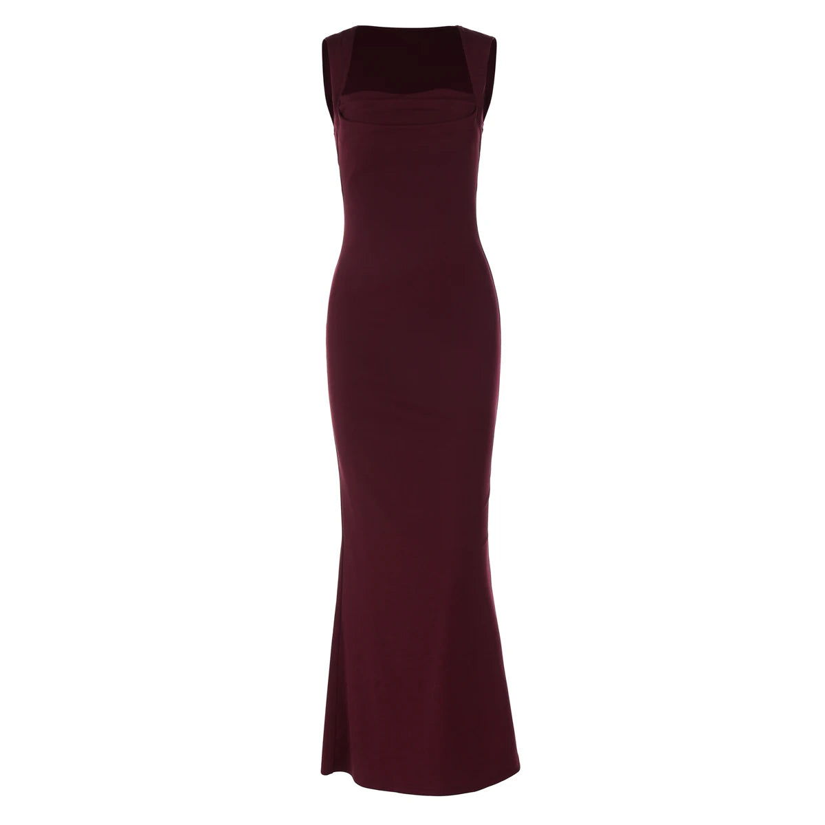 Hugcitar Women Elegant Solid Square Collar Straps Sexy Bodycon Maxi Prom Dress Summer Women Y2K Clothes Evening Party Birthday