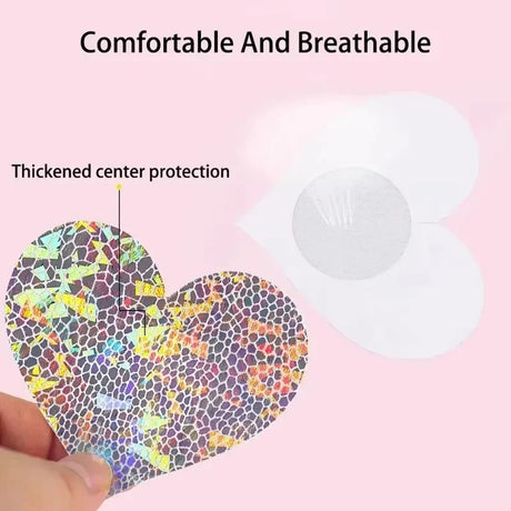 5 Pairs Glitters Pasties Nipple Covers Stickers Disposable Sticky Breast Petals for Women Rave Party Festival