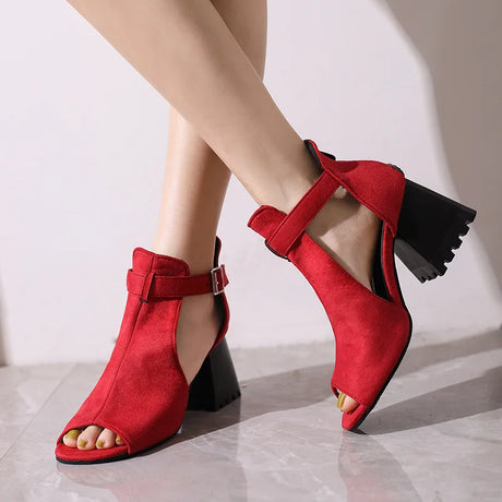 Summer Women's Fashion Peep Toe Thick Heel Sandals High-heeled Shoes for Woman Denim Leopard Print Sandalias de Mujer WSH5343