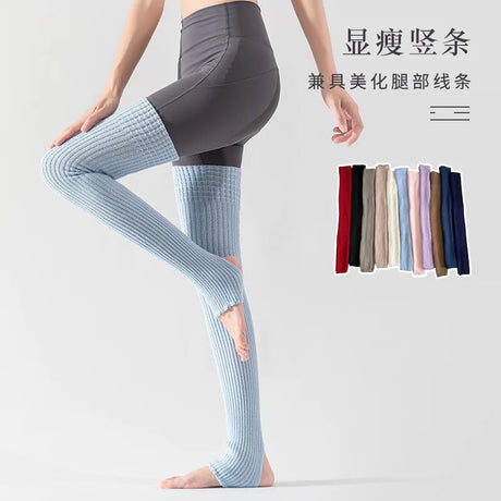 Women's Yoga Thigh-high Leg Warmers with Leg Protection, Long Tube Leg Coverings, Foot-stretching Knee-length Socks