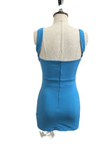 Elegant Ribbed Knit Halter Dress Lady Sexy Blue Vertical Stripe Slim Fit Cutout Sleeveless Mini Skirt Street Y2k Club Party Wear