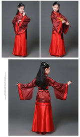 chinese Folk Dance new year clothes traditional hanfu for girls kids dragon dress ancient Stage Carnival costume Clothing skirt
