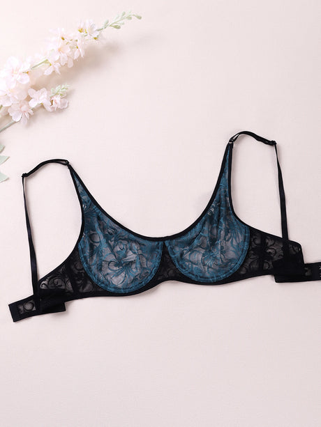 3 Pcs Women's Lace Bra Set Underwire Hollow out Embroidery Sexy plus Size Lingerie Tops Brassiere Underwear B C D E Cup
