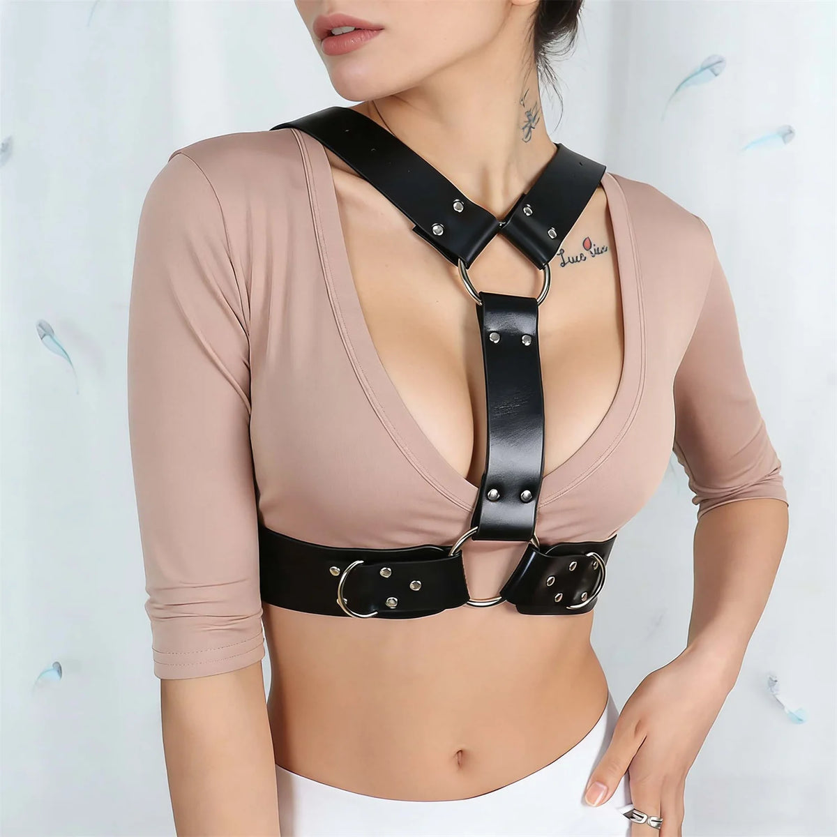 Sexy Chest Harness Leather Lingerie Body Harness Women Mature Suspenders Garter Belt Harness Underwear Bondag
