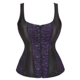 Gothic Corset Top With Straps Sexy Floral Zipper Brocade Overbust Lingerie Burlesque Body Shaper Lace Up Bustier Plus Size