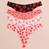 FINETOO 4Pcs Ultra Soft Underwear For Women Sexy Graphic Print Seamless Thongs Female Stretch Leopard G Strings Comfort Lingerie