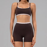 Hearuisavy 2Pcs Fitness Set Women Polka Dot Cross Back Sports Bra High Waisted Push Up Shorts Gym Quick Dry Workout Yoga Suit