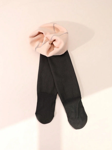1 Pair of Kids Thin Fleece Thickened Leggings, Soft Comfortable Warm Dance Pantyhoses, for 2-12 Years Girls to Wear during Winter