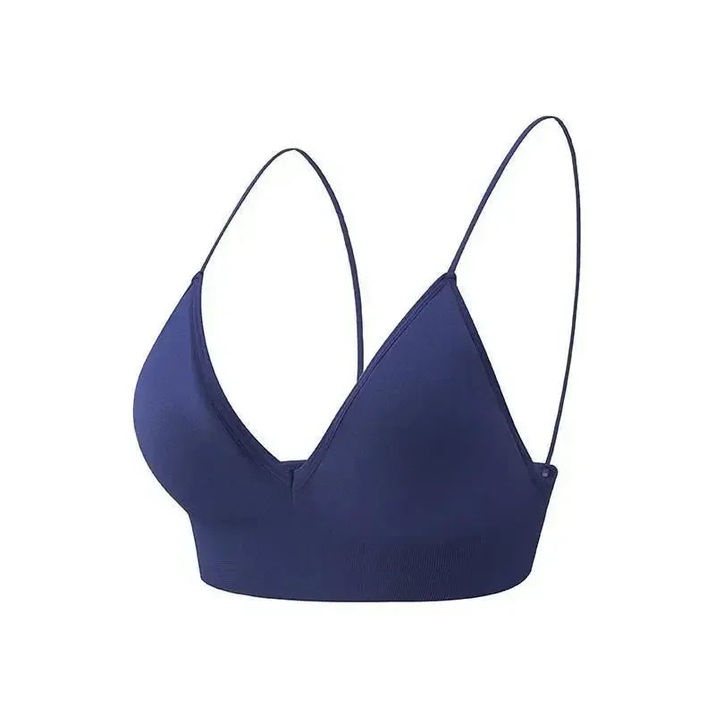 V Neck Seamless Triangle Cup Bra Camisole Underwear Wrapped Chest Women S M L Breathable Gather Up Sports Fitness Yoga Casual
