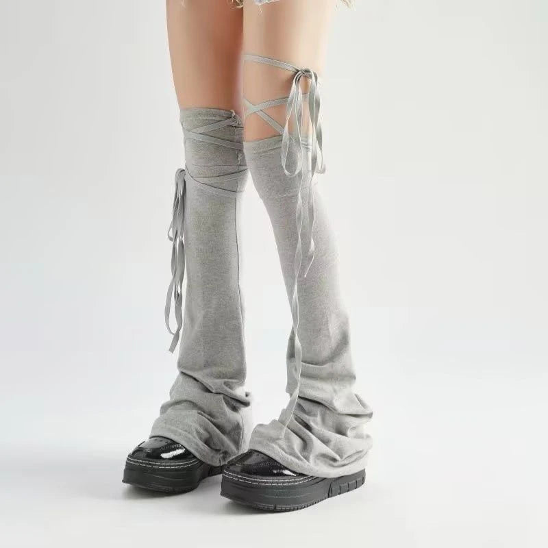 Leg Stockings Black White Gothic Lolita Over Knee High Sock Lolita Over Knee Leg Warmer Over The Knee Horn Shaped Cuffs