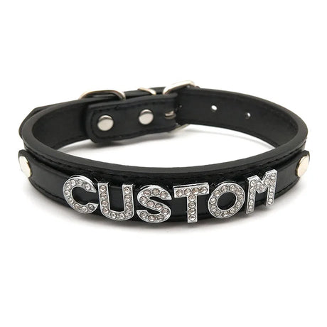 Goth Black PU Leather Customized Name Necklaces Sexy Letters Collar Choker Personalized Cosplay Custom Chocker Jewelry Gift
